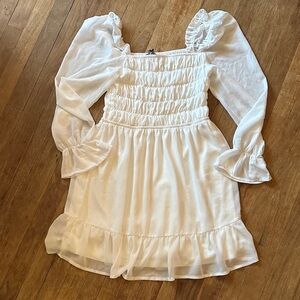 Eilly Bazar Elegant White Long Sleeve Dress - L